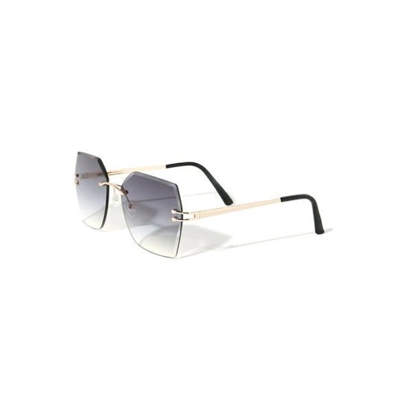 Somewhere‎ Shady Rimless Square Frame Gold Hardware Sunglasses Black main image 5